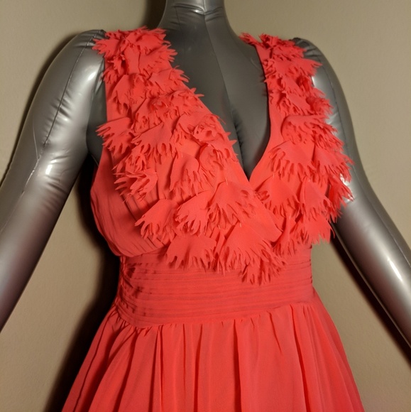 1.2.3. Salmon  v neck surplice chiffon - Picture 7 of 7